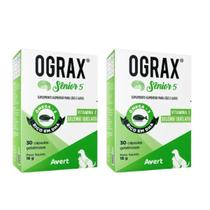 2 Ograx Senior 5 Suplemento Cães Cão Gatos 30 Cap Avert