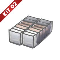 2 Organizador De Gaveta 35x32x10 - 7 Divisórias Dobrável Guarda Peças Intimas Sutiã Meias Colmeia