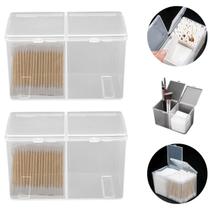 2 Organizador Duplo Plástico Porta Cotonetes Transparente 2 Organizador Duplo Plástico Porta Cotonetes Transparente