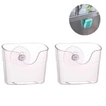 2 Organizador Escorredor Porta Esponja Ventosa Pia Cozinha