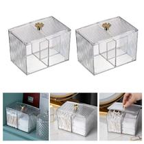 2 Organizador Maquiagem Algodão Cotonete Divisorias c/ Tampa 2 Organizador Maquiagem Algodão Cotonete Divisorias c/ Tampa