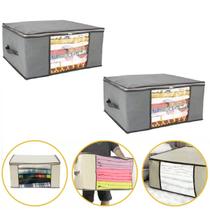 2 Organizador Saco Guarda Roupas De Cama Porta Edredon 90L