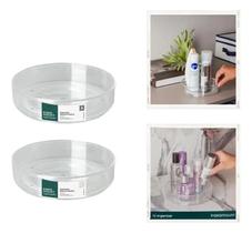 2 Organizadores Acrílico Redondo Giratório Maquiagem Cozinha