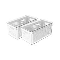 2 Organizadores De Geladeira 5L Acrílico Com Cesta 2 Organizadores De Geladeira 5L Acrílico Com Cesta