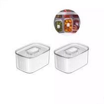 2 Organizadores De Geladeira Com Cesto 0,65l Clear Fresh Ou 2 Organizadores De Geladeira Com Cesto 0,65l Clear Fresh Ou