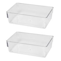 2 Organizadores De Geladeira Prático Transparente 30X15X8Cm