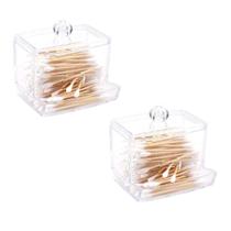 2 Organizadores Porta Cotonete Multiuso Em Plástico P/ Banheiro