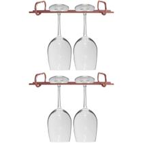 2 Organizadores Porta Taças 25cm Suporte Suspenso Reto Rose Gold Adega 2 Organizadores Porta Taças 25cm Suporte Suspenso Reto Rose Gold Adega