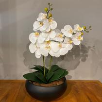 2 Orquídeas Branca Artificial Arranjo Centro de Mesa Vaso Grande - Decore Fácil Shop