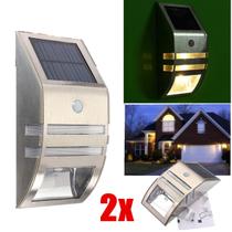 2 Pack 2 LED Lâmpada Solar PIR Sensor de Movimento Luz Jardim Pátio