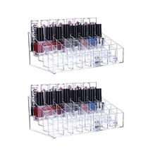 2 Pack Clear Lipstick Holder 40 Slot Lipgloss Lipstick Stand Organizer Lip Gloss Storage Display Stand Makeup Holder Storage Case Bandeja de maquiagem cosmética para gloss labial, tubos de batom, esmalte, pincéis