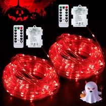 2 Pack JMEXSUSS Luces de Cuerda Rojas 10 m 100 LED Impermeables