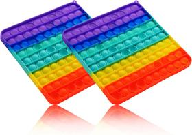 2 Pack Jumbo Rainbow Square Pop ele empurrar fidget brinquedo grande tamanho