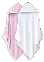 2 Pack Premium Bamboo Baby Bath Towel - Toalhas com Capuz Ultra Macio para Bebês, Criança, Bebê - Recém-Nascido Essencial -Perfeito Registro de Bebê Presentes para Menina do Menino - Rosa e Branco