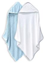 2 Pack Premium Bamboo Baby Bath Towel - Toalhas com Capuz Ultra Macio para Bebês, Criança, Criança - Recém-Nascido Essencial -Perfeito Registro de Bebê Presentes para Menina do Menino - Azul e Branco