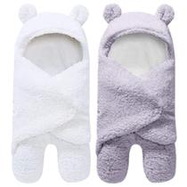2 Pack Ultra Warm Sherpa Plush Baby Sleeping Swaddle Wrap - Recém-nascido Essentials Must Haves para 0-6 Meses - Baby Shower Registry Search Gifts for Boys Girls - Baby Stuff Accessories (Cinza e Branco) - Ease Cubs