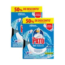 2 packs Detergente Sanitário Pato Gel Adesivo Marine 38g com 12 discos cada.