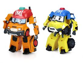 2 Pacote Robocar Poli Mark + Bucky Transforming Robot, 4" Tramsformable Action Toy Figure