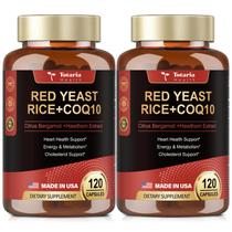(2 pacotes) Arroz de fermento vermelho com CoQ10 2000 mg + bergamota cítrica