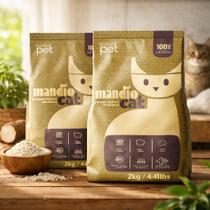 2 Pacotes de Areia Granulado Higiênico Natural para Gatos Mandiocat Absorção Rápida, Forma Torrões