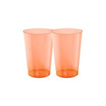 2 Pacotes de Copo Acrílico de 300ml Laranja Neon Cropac com 10 unidades - Ideal para o seu evento
