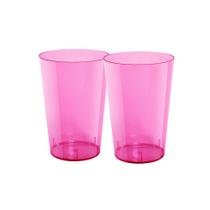 2 Pacotes de Copo Acrílico de 300ml Rosa Neon Cropac com 10 unidades - Ideal para o seu evento