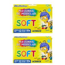 2 Pacotes de Massa para Modelar Soft com 12 Cores - Cx 180 gr - Acrilex (Não Tóxica) Massinha 2 Pacotes de Massa para Modelar Soft com 12 Cores - Cx 180 gr - Acrilex (Não Tóxica) Massinha