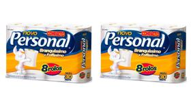 2 pacotes Personal Papel Higiênico Folha Simples com 8 rolos