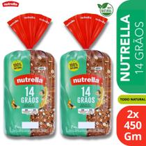 2 Pães Integrais 14 Grãos Nutrella 100% Natural de 450g cada