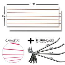 2 Paineis Canaletado - 1,22 x 0,61 + 100 Gancho 10cm + Canaletas ROSA