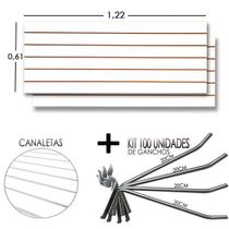 2 Paineis Canaletado - 1,22 x 0,61 + 100 Gancho 20cm + Canaletas BRANCAS