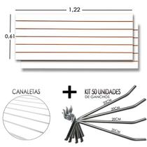 2 Paineis Canaletado - 1,22 x 0,61 + 50 Gancho 20cm + Canaletas BRANCAS