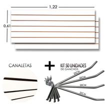 2 Paineis Canaletado - 1,22 x 0,61 + 50 Gancho 20cm + Canaletas Preto