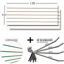 2 Paineis Canaletado - 1,22 x 0,61 + 50 Gancho 20cm + Canaletas VERDE