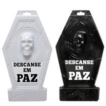 2 Painéis Lápide Preta e Branca Cemitério Decorar parede Festa Bruxas Halloween