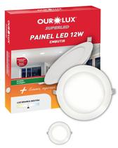 2 Painel Plafon LED Embutir Ourolux 12W Bivolt Cor da Luz 4000K Branco Neutro Redondo