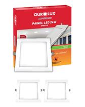 2 Painel Plafon Ourolux Led Embutir 24w Bivolt Luz Neutra