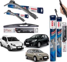 2 Palheta Limpardor Parabrisa Dianteiras Bosch 1 Traseira Vetor Renault Sandero 2008 2009 2010 2011 2012 2013 2013