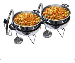 2 Panelas Réchauds Alumínio Banho Maria Buffet Festa 5 Litro