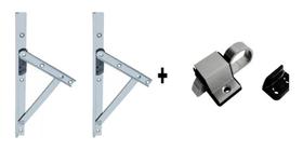 2 Par Braço Articulação 400mm Para Janela + 2 Fecho Gatilho