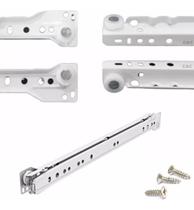 2 Par Corrediça a De Gaveta 35cm Comum Branca P/ Guarda Roupas