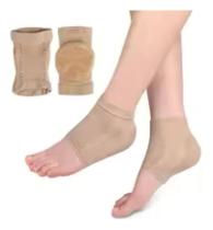 2 Par De Meias Calcanhar Silicone Gel Hidratante Antiseco Bege Adulto