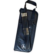 2 pares de baquetas liverpool 5b ponta de madeira marfim colorida oval leve bag case estojo acolchoada porta baqueta kit percussão