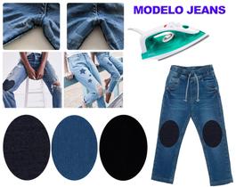 2 Pares Joelheira Jeans Termocolante Reforce Calça Reparo Remendo Divertido Infantil Adulto