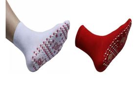 2 Pares Meia Magnética Terapia Fadiga Pés(vermelha/branca) - Lullu Personalizados