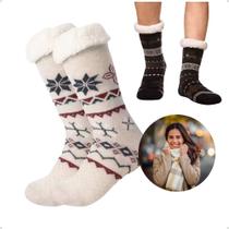 2 Pares Meias Térmica Inverno Forrada Lã Adulto Frio Antiderrapante Sortidas