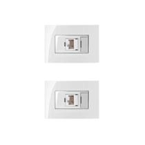 2 Pc Tomada Moveis Margirius Rj45 Branca Informática Cat5