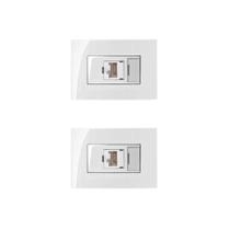 2 Pc Tomada P/ Moveis Margirius Rj45 Branca Informática Cat5
