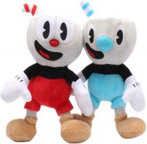2 pçs cuphead boneca de pelúcia brinquedos mugman jogo boneca brinquedos aventura macio pelúcia pelúcia para crianças presente de aniversário