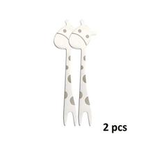 2 Pcs Giraffe Shape Fruit Forks Kitchen Gadgets Food Pick Salad Desert Forks Snack Toothpick Inoxidless Steel Cartoon Tableware Garfos